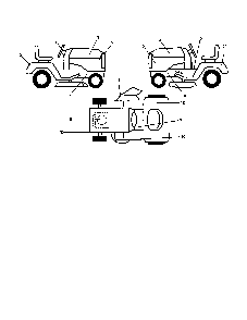 Decals Diagram and Parts List for GE1138  Weed Eater Lawn Tractor